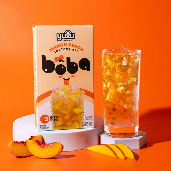 Instant Boba Mango Peach Tea, Bubble Tea Kit, 3 Drinks
